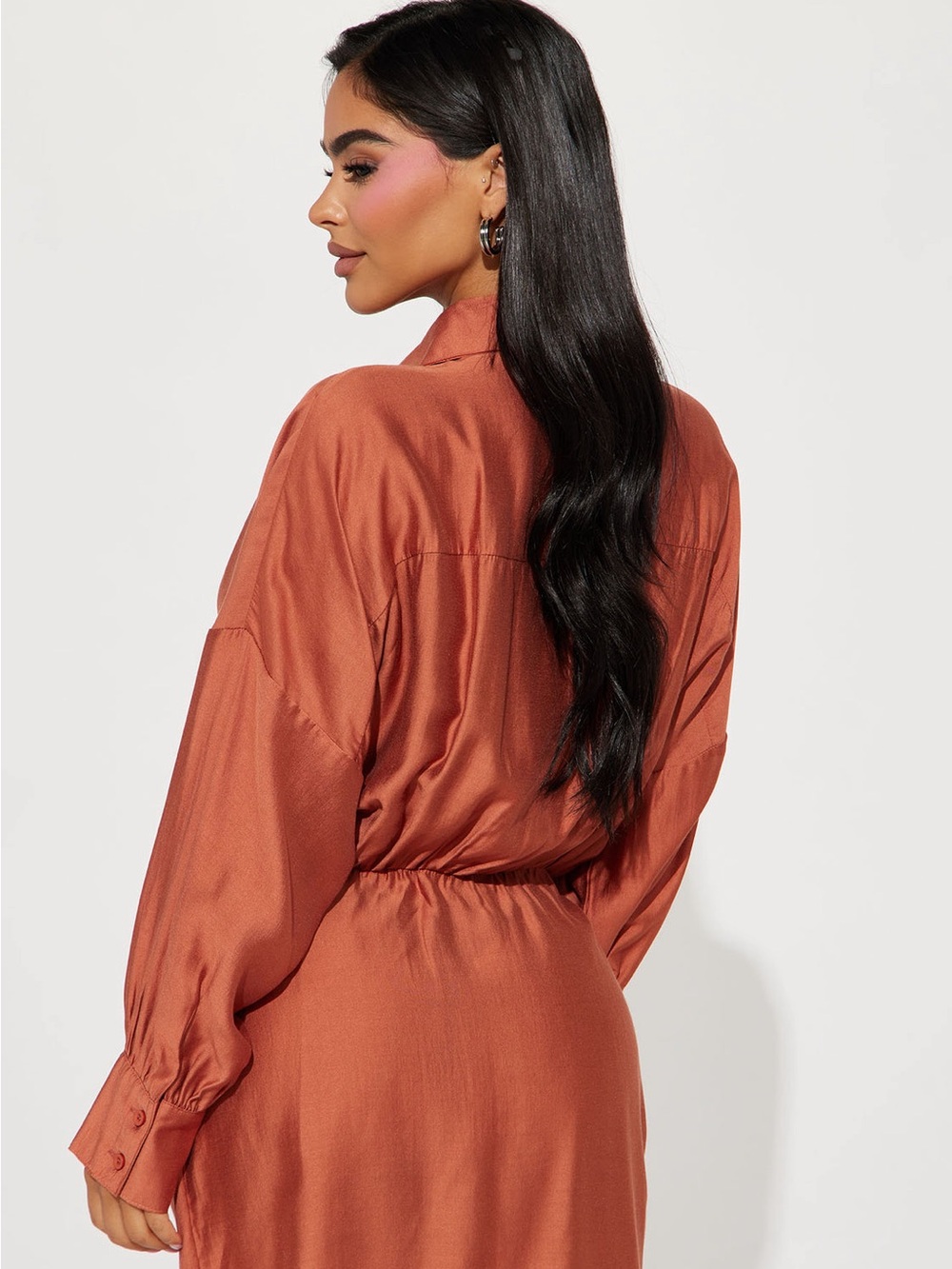 Jamie Button Down Mini Dress - Rust - Picture 4 of 6